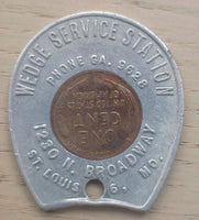 1946 Encased Coin Wedge Service Station St Louis MO