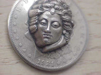 1921 Morgan Silver Dollar Pop Out Coin with Victorian Lady Head